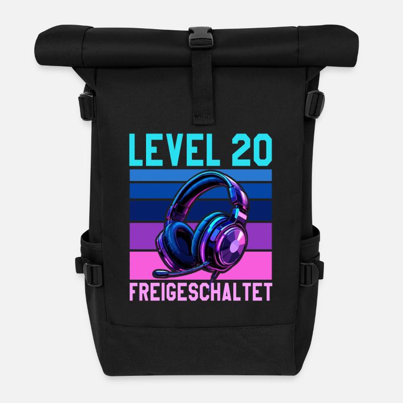 20. Geburtstag Junge Mädchen Gaming Level 20 Jahre - Rolltop Rucksack - Schwarz