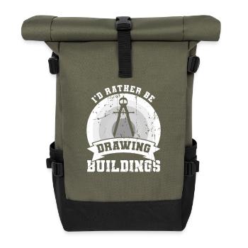 Ich würde lieber Gebäude zeichnen - Rolltop Rucksack - Olive/Schwarz - Vorne