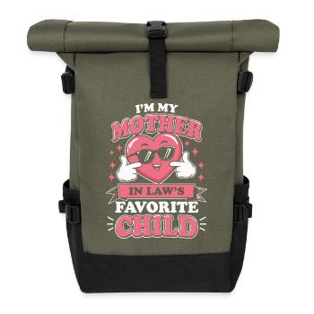 Mother-in-law Favorite Child Heart - Roll Top Backpack - olive/black - Front