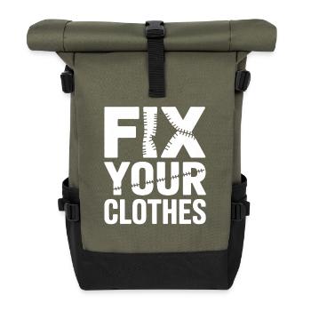 Fix Your Clothes Sichtbare Reparatur - Rolltop Rucksack - Olive/Schwarz - Vorne