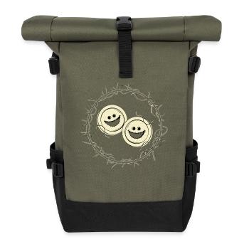 Grusel Knöpfe - Rolltop Rucksack - Olive/Schwarz - Vorne