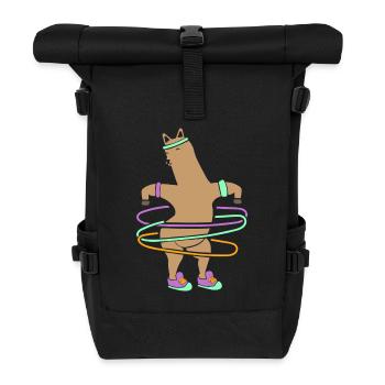 Hula Hup Hullern Huller Hoop Lama Alpaka - Rolltop Rucksack - Schwarz - Vorne