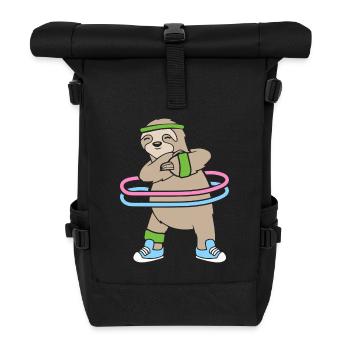 Hula Hup Hullern Huller Hoop Faultier - Rolltop Rucksack - Schwarz - Vorne