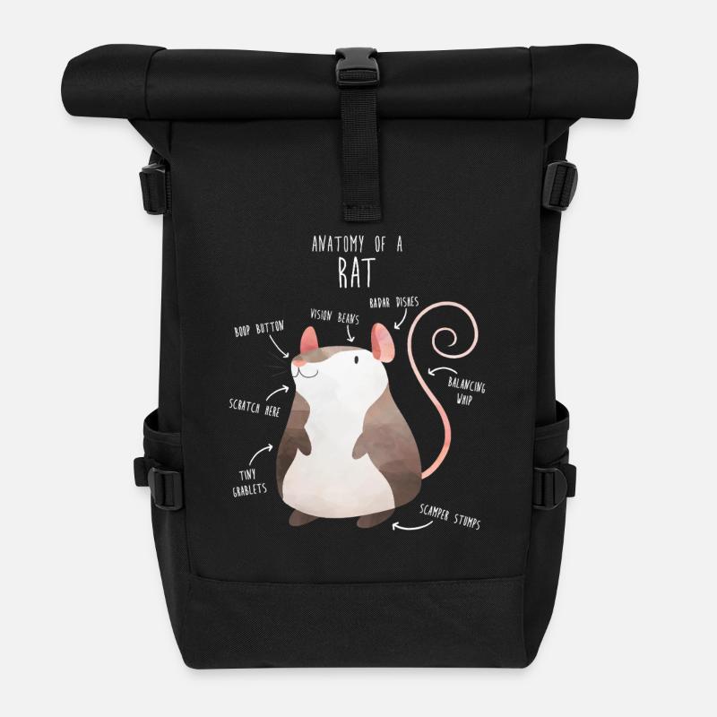 Golden Retriever Dog Anatomy - Roll Top Backpack - black