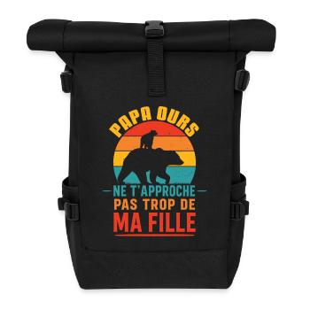 Papa Ours Ne T’Approche Pas De Ma Fille - Rolltop Rucksack - Schwarz - Vorne
