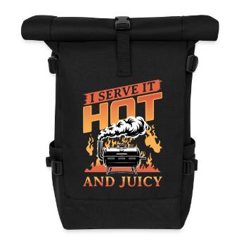 BBQ Grilling Meat Smoking Barbecue - Roll Top Backpack - black - Front