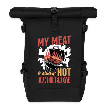 BBQ Grilling Meat Smoking Barbecue - Roll Top Backpack - black - Front