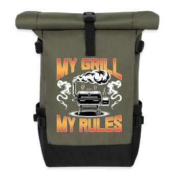 BBQ Grilling Meat Smoking Barbecue - Roll Top Backpack - olive/black - Front