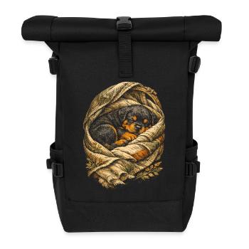Rottweiler puppy dog - Roll Top Backpack - black - Front