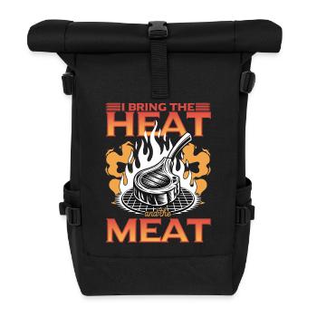 BBQ Grilling Meat Smoking Barbecue - Roll Top Backpack - black - Front