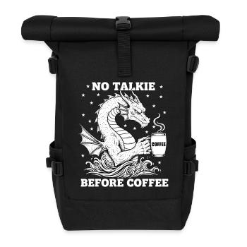 No Conversation Before Coffee Lover Dragon - Roll Top Backpack - black - Front
