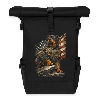 Rottweiler Hund - Rolltop Rucksack - Schwarz - Vorne