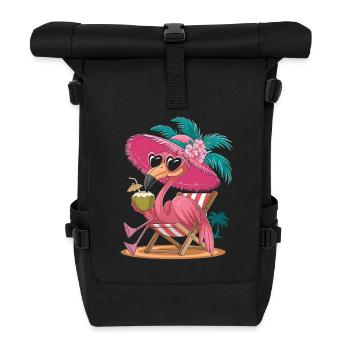 Entspannter Flamingo Am Strand Mit Kokosnuss - Sac à dos roll top - noir - Devant