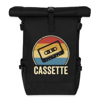 Kassette Retro Vintage 80er 90er Musik-Mixtape - Rolltop Rucksack - Schwarz - Vorne