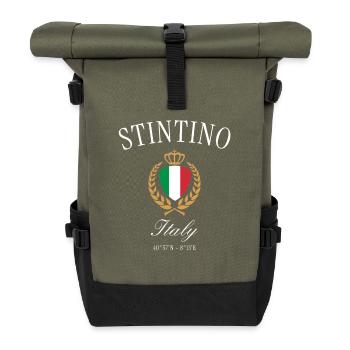 Stintino Italien Wappen Krone – Reise Souvenir - Rolltop Rucksack - Olive/Schwarz - Vorne