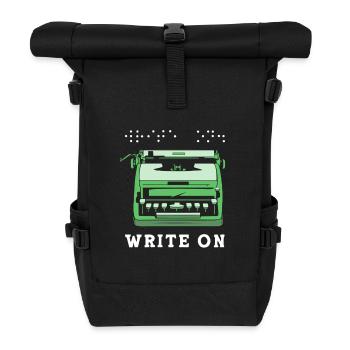 Blindenschrift Braille Blind - Rolltop Rucksack - Schwarz - Vorne