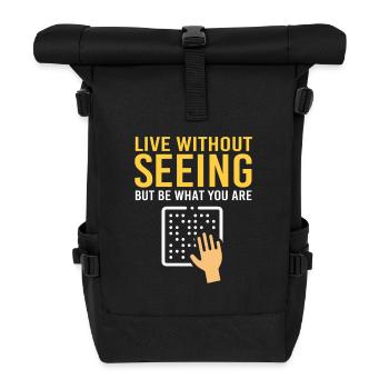 Blindenschrift Braille Blind - Rolltop Rucksack - Schwarz - Vorne