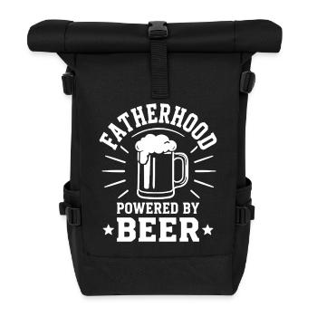 FATHERHOOD POWERED BY BEER Emblem for fathers - Roll Top Backpack - black - Front
