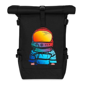 Astronauten-Traum Geschenk für Kinder - Rolltop Rucksack - Schwarz - Vorne