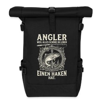 Angler Weil Alles Schoene Im Leben Einen Haken Hat - Rolltop Rucksack - Schwarz - Vorne