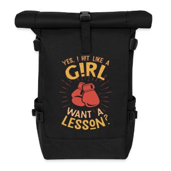 Girl Power Saying: Beat Like a Girl - Roll Top Backpack - black - Front