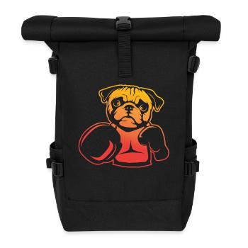 Boxender Mops – Pug Boxer Spaß - Rolltop Rucksack - Schwarz - Vorne