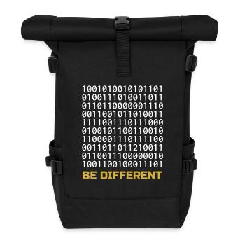Be Different: Binäres Muster mit Botschaft - Rolltop Rucksack - Schwarz - Vorne