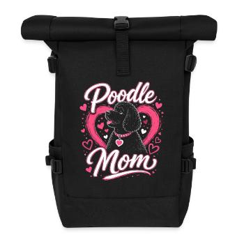 Pudel Mama Herzchen Design - Rolltop Rucksack - Schwarz - Vorne