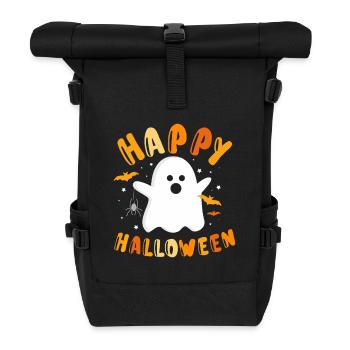 Frohe Halloween-Geistergrafik - Rolltop Rucksack - Schwarz - Vorne
