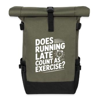 Does Running Late Count as Exercise? - Roll Top Backpack - olive/black - Front
