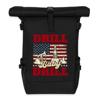 Drill Baby Bohrer Ölfeldarbeiter - Rolltop Rucksack - Schwarz - Vorne