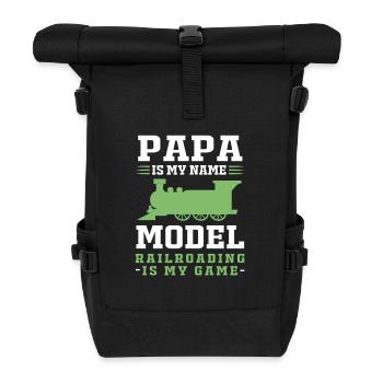 Modelleisenbahn Modellbau Modellbauer - Rolltop Rucksack - Schwarz - Vorne