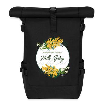 Mimosa et clochettes de ressort. Bonjour printemps - Sac à dos roll top - noir - Devant
