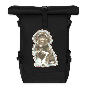 Yorkshire Lover – Cute Pup Art - Roll Top Backpack - black - Front