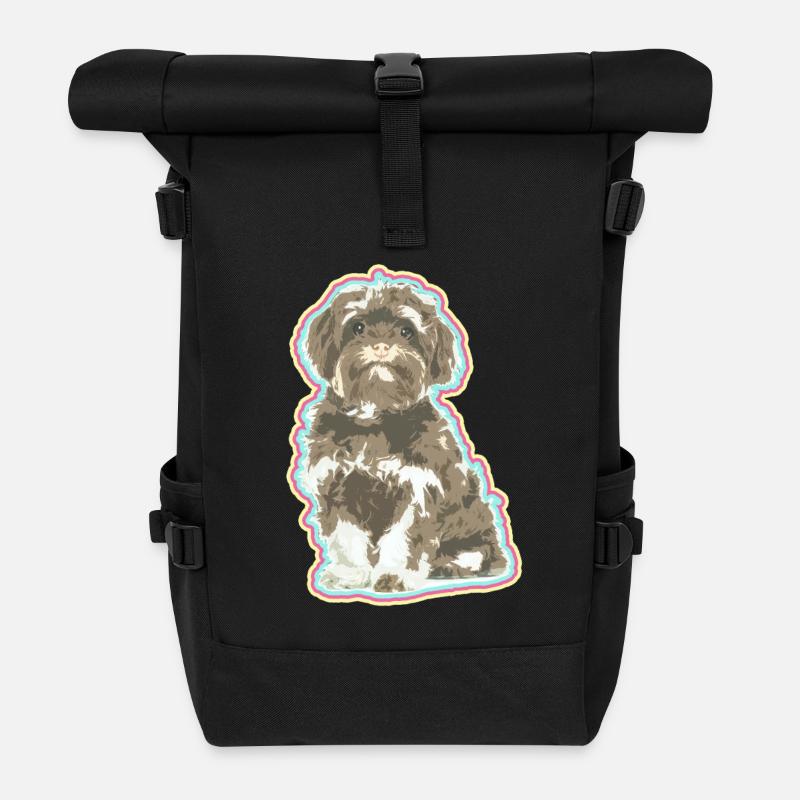Yorkshire Lover – Cute Pup Art - Roll Top Backpack - black