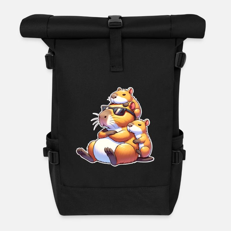Capybara papa - Sac à dos roll top - noir