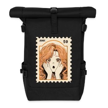 Peachy Shock Manga Portrait - Roll Top Backpack - black - Front