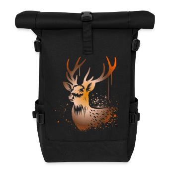 Sikahirsch Sika Deer - Rolltop Rucksack - Schwarz - Vorne