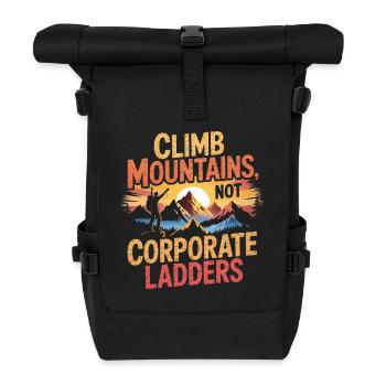 Mountains instead of corporations: Climbing design office gift - Roll Top Backpack - black - Front