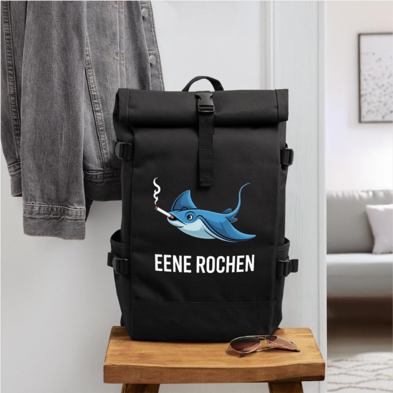 Eene Rochen Raucher Spruch Zigarette Kippe Rauchen Rolltop Rucksack