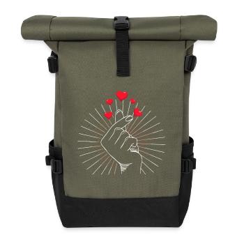 Éclat des Cœurs Pincés - Sac à dos roll top - olive/noir - Devant