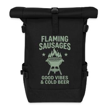 Flaming Sausages G Vibes and Cold Beer BBQ - Rolltop Rucksack - Schwarz - Vorne