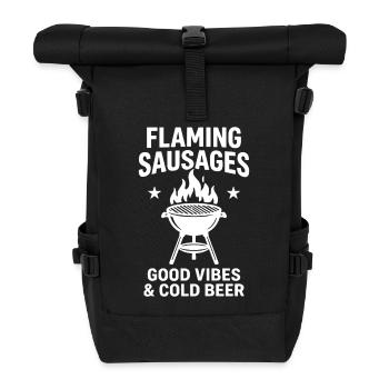 Flaming Sausages G Vibes and Cold Beer BBQ - Rolltop Rucksack - Schwarz - Vorne