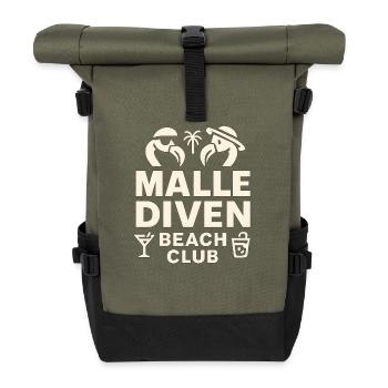 Malle Diven Beach Club Flamingo Mallorca Party - Rolltop Rucksack - Olive/Schwarz - Vorne
