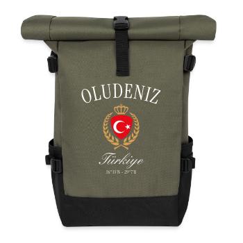 Ölüdeniz Türkei Wappen Krone – Reise Souvenir - Rolltop Rucksack - Olive/Schwarz - Vorne