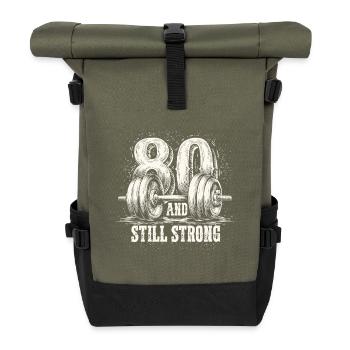 Bodybuilding 80 Geburtstag Gym Männer Fitness - Rolltop Rucksack - Olive/Schwarz - Vorne