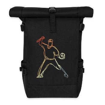 Baseballer Vintage Look - Rolltop Rucksack - Schwarz - Vorne