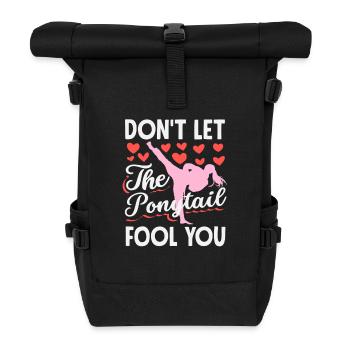 Never Underestimate The Ponytail Karate Girl - Roll Top Backpack - black - Front