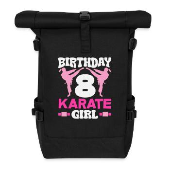 8 Birthday Karate Girl 8 Years Martial Arts - Roll Top Backpack - black - Front