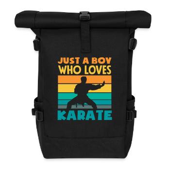 Juste un garçon qui adore les arts martiaux rétro de karaté - Sac à dos roll top - noir - Devant